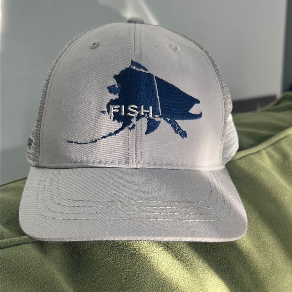 Men's Gray Cap with Blue Fish Logo